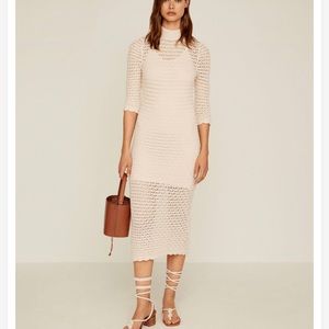 NWT MANGO Crochet long dress in Ecru Size Small